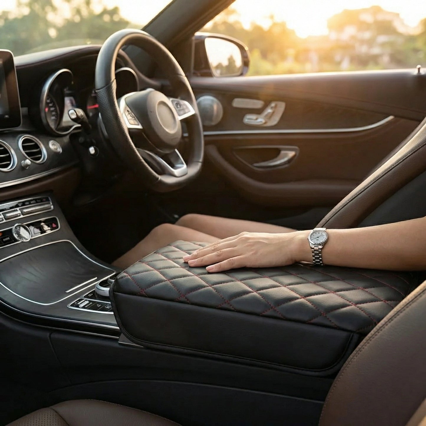 Leather Waterproof Armrest Seat Box Cover Pad Protector