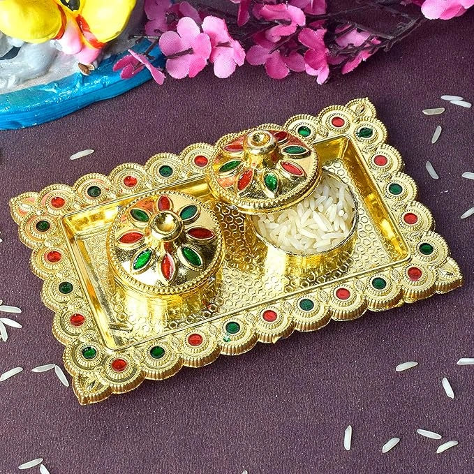 Decorative puja thali plate