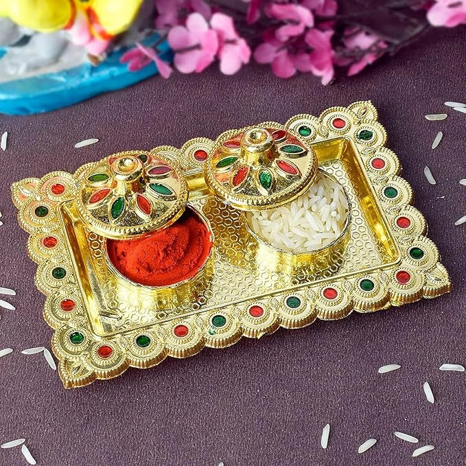Decorative puja thali plate
