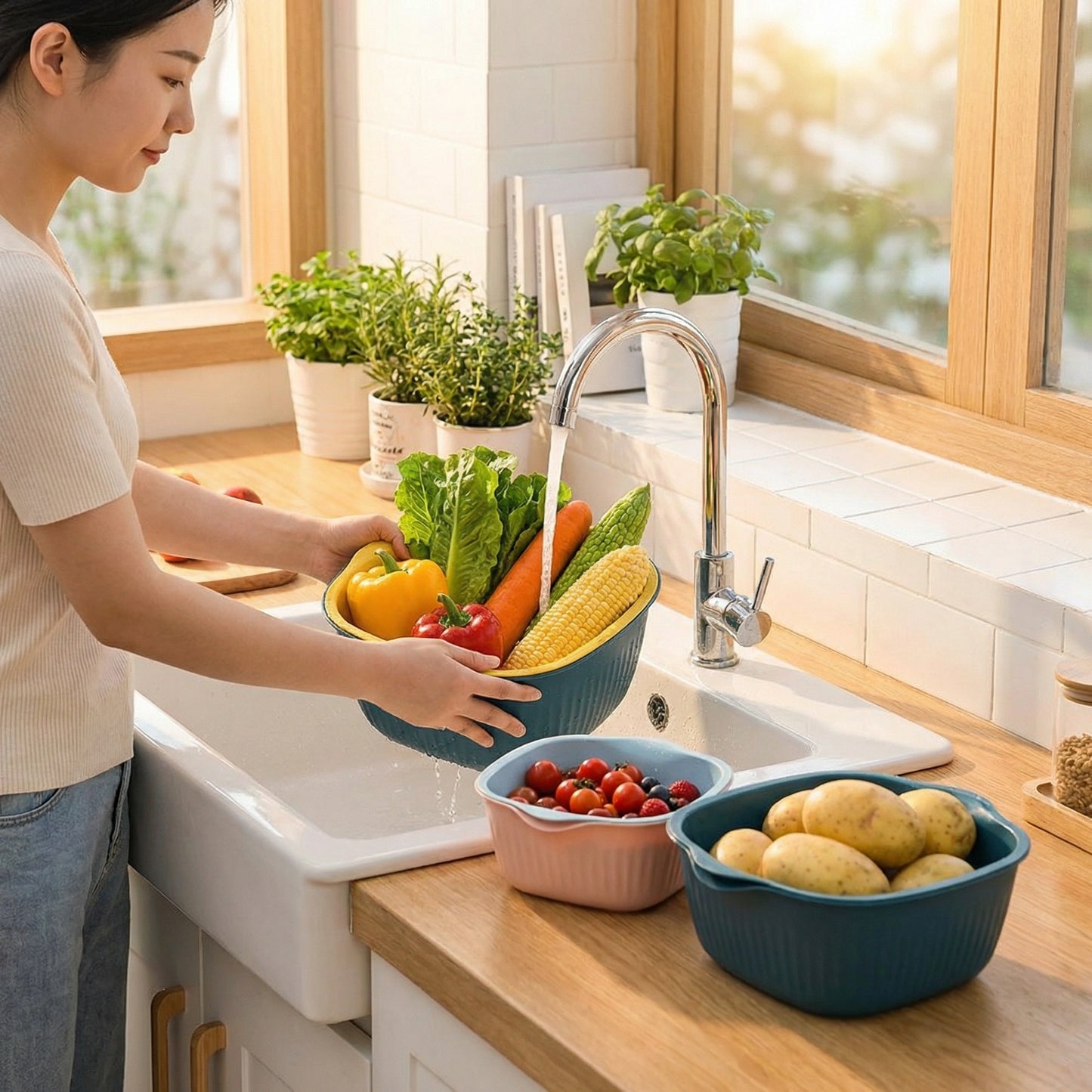 Multipurpose Kitchen Strainer Bowl