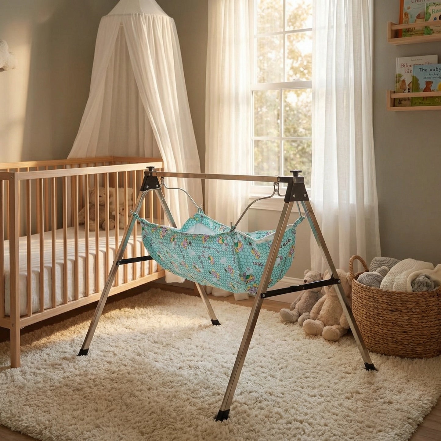 Folding Baby Cradle with Mosquito Net