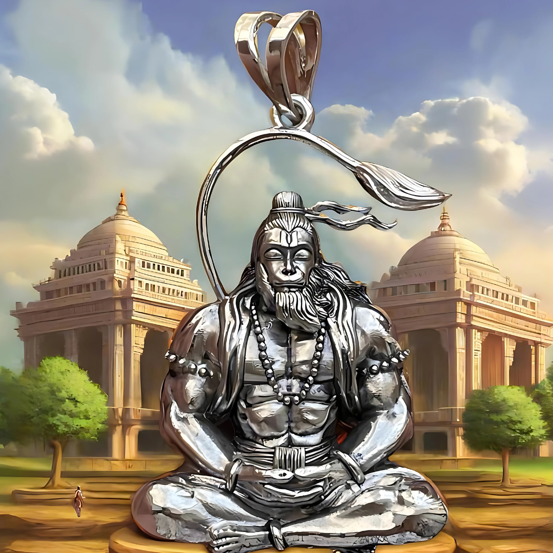 Hanuman Silver Locket With Chain