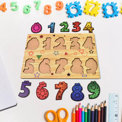 Wooden Number Puzzle Board