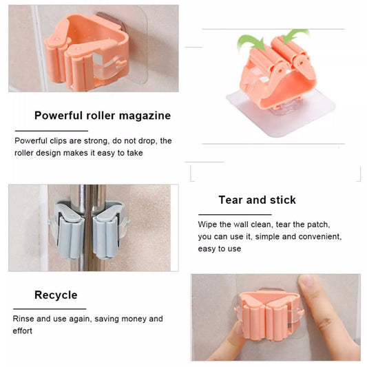 Self-Adhesive Mop Broom Holder - Home Improvement