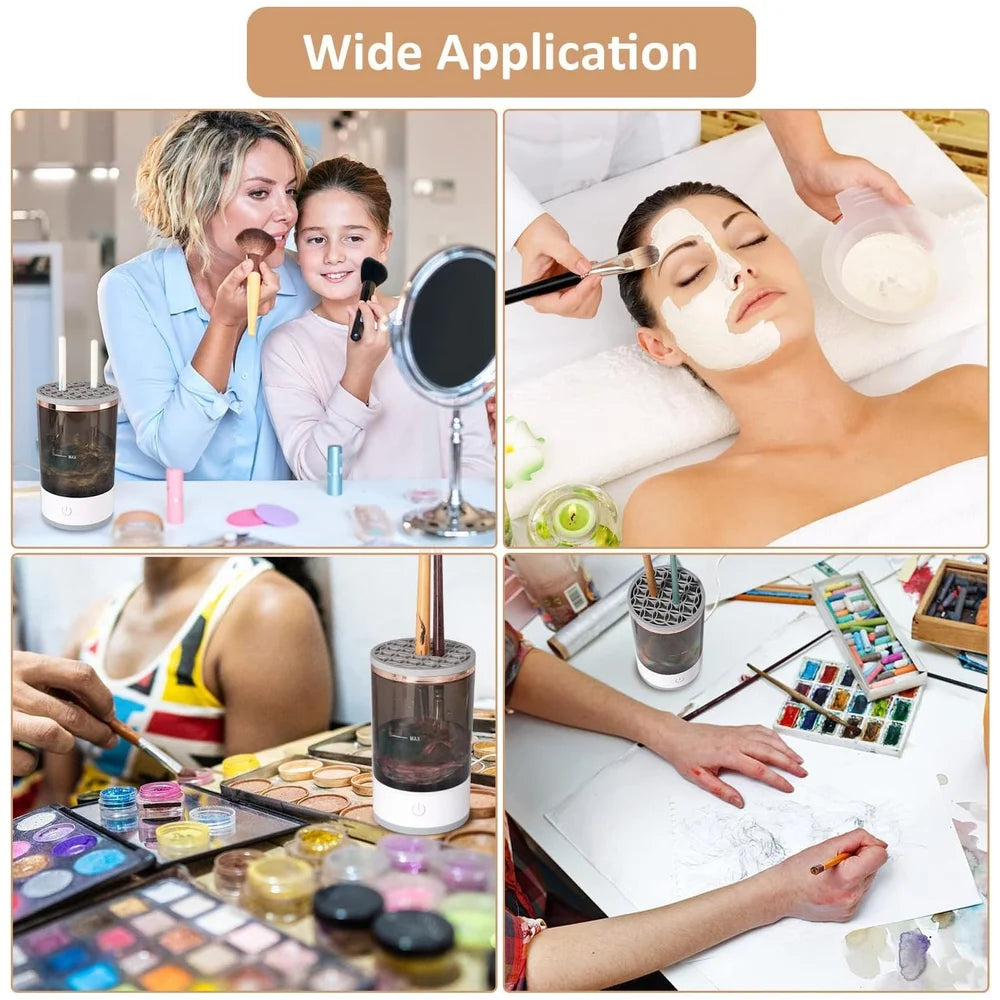 Auto makeup brush cleaner machine