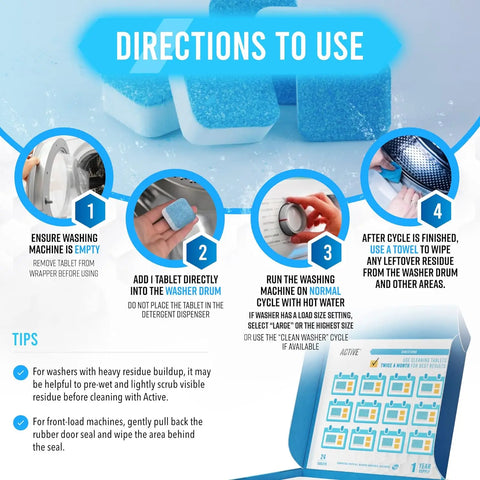 Washing machine deep cleaning tablets (pack of 12)