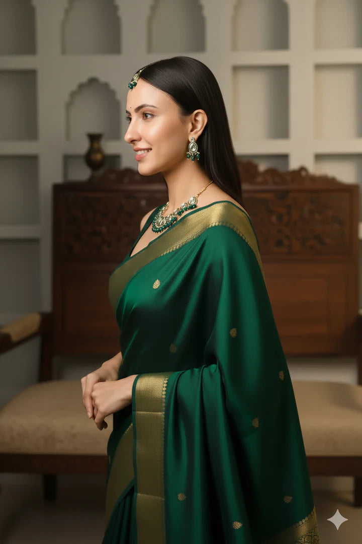 Green meenakari & kundan necklace set