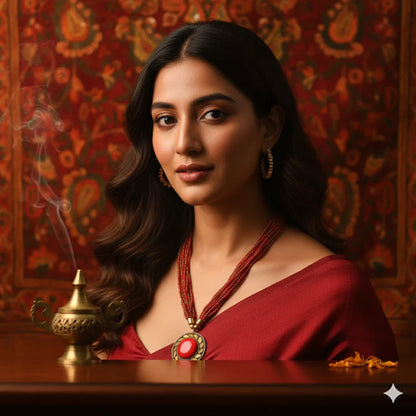 Red & Gold Oxidised Beaded Necklace