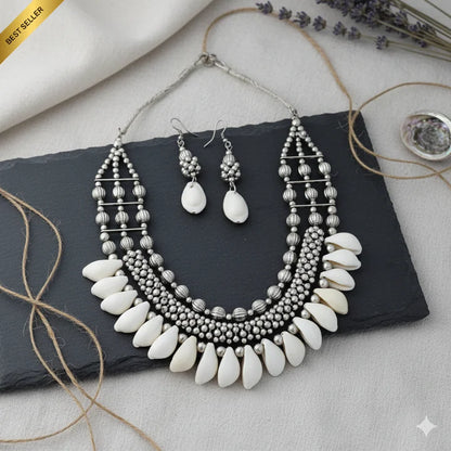 Oxidised Seashell Necklace Set