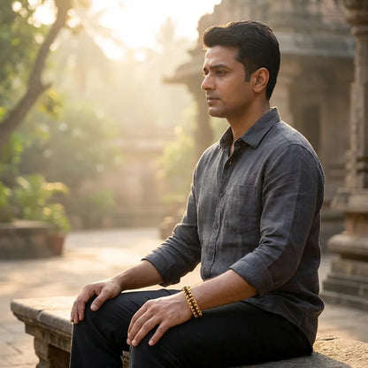 Gold Plated Rudraksha Bracelet for Men