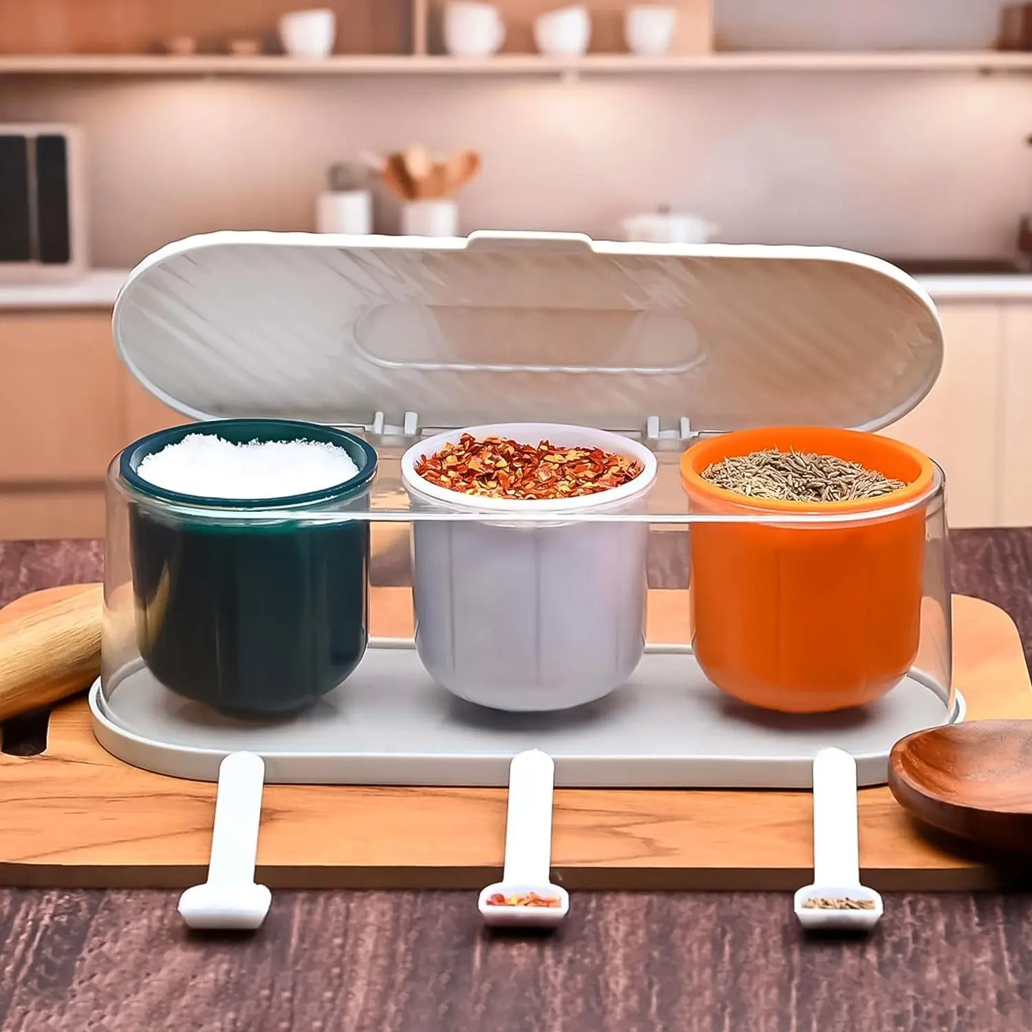 3-grid spice storage box