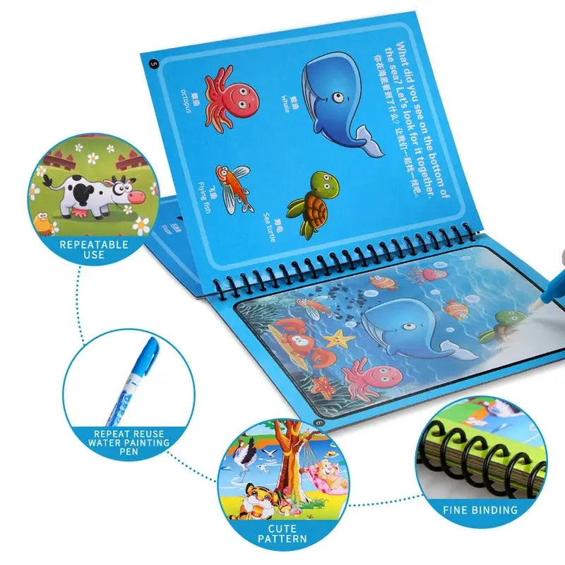 Reusable magic water painting book