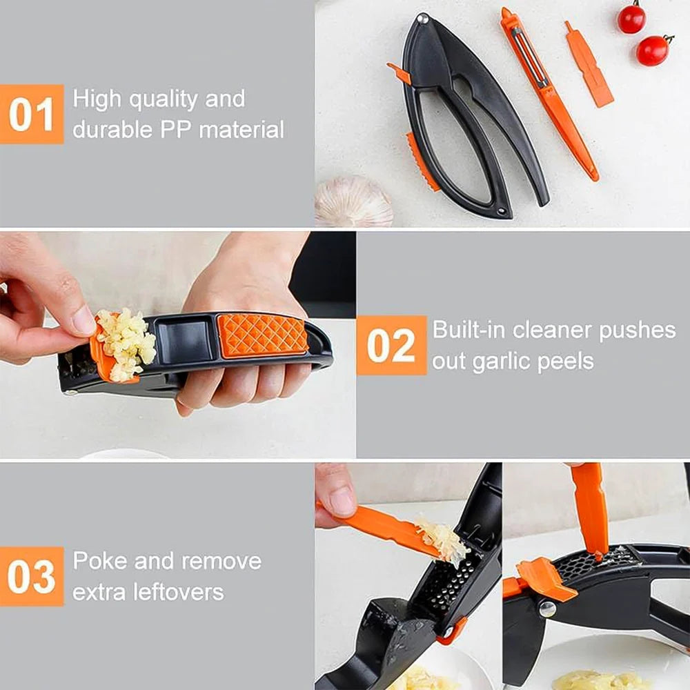 Easy-clean garlic press tool
