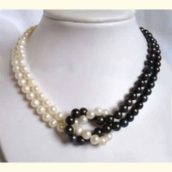 Monochrome pearl choker set
