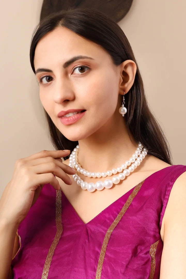Double-layer pearl necklace set – 2 pcs