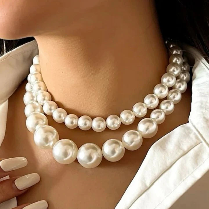 Double-layer pearl necklace set – 2 pcs