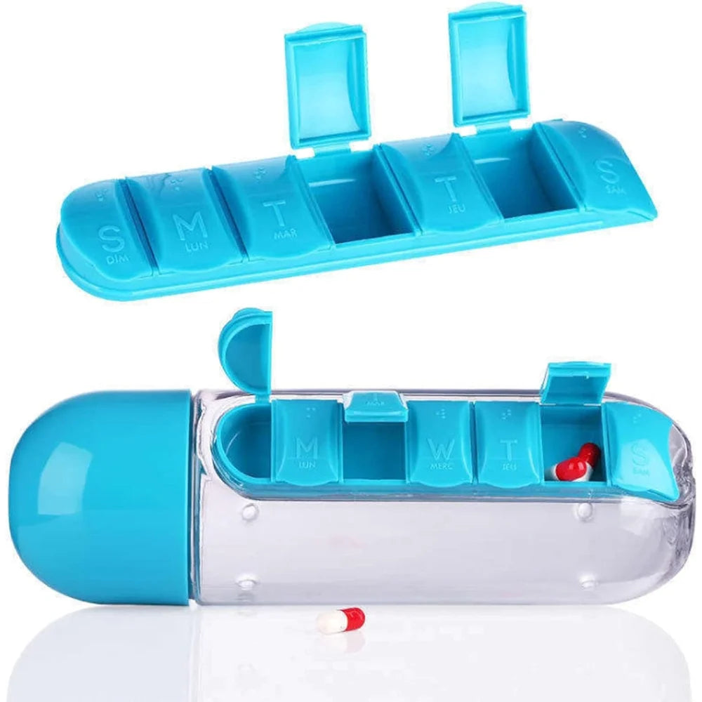 Pill organizer water bottle