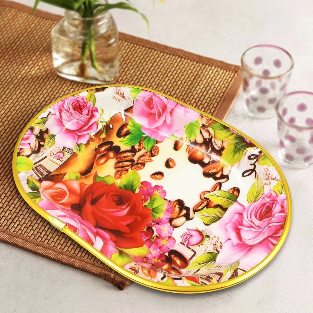 Flower printed serving trays