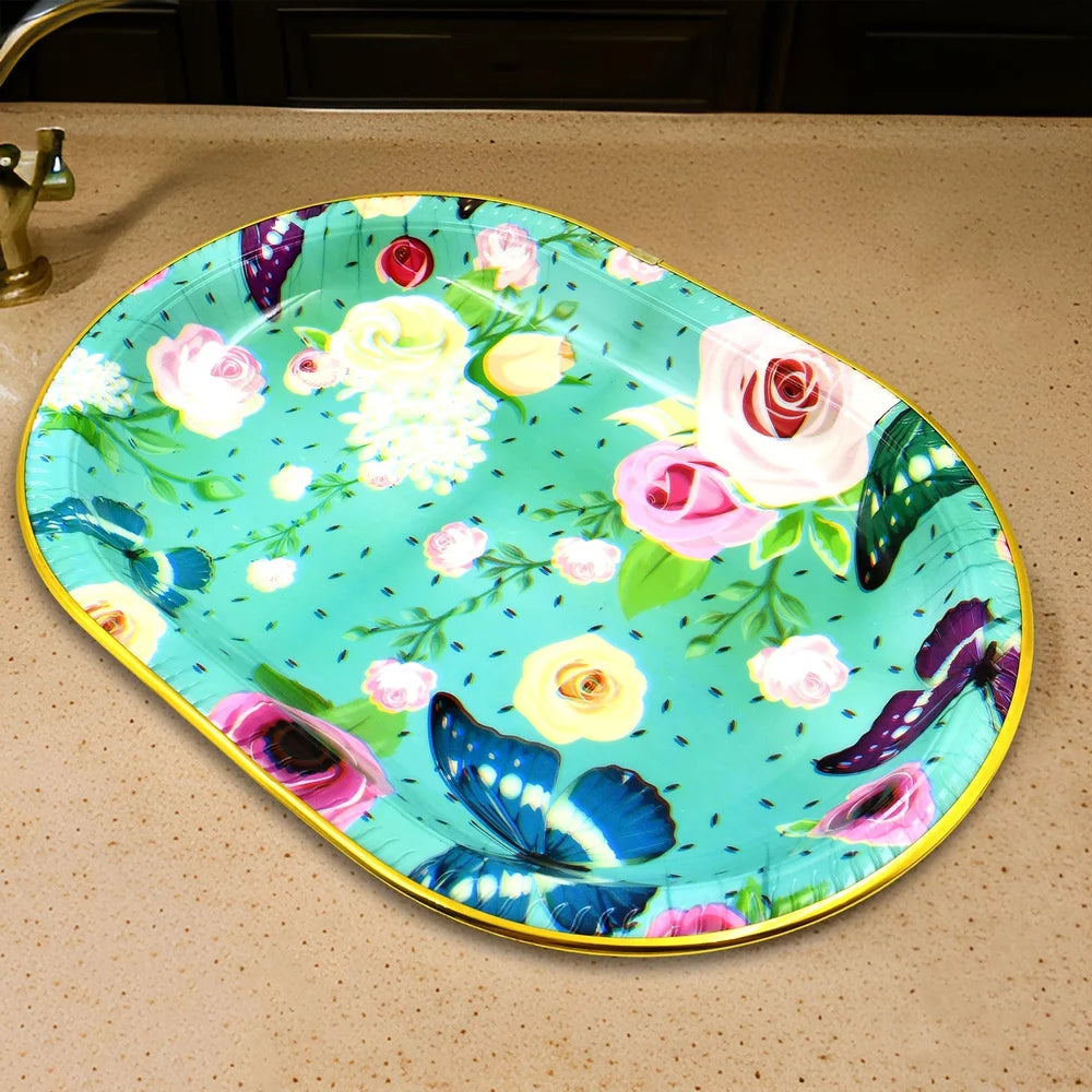 Flower printed serving trays