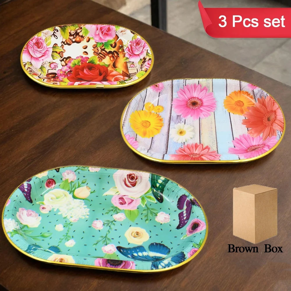 Flower Printed Serving Trays