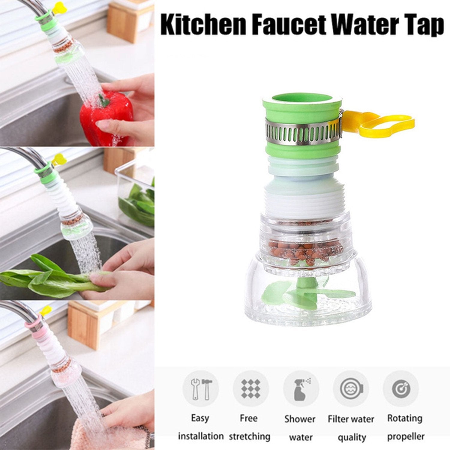 0208 360 Degree Water Saving Faucet Expandable Water Valve Splash Regulator - Kitchen Tool