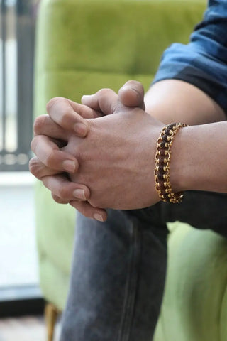 Gold plated rudraksha bracelet for men
