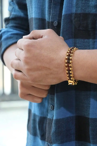 Gold plated rudraksha bracelet for men