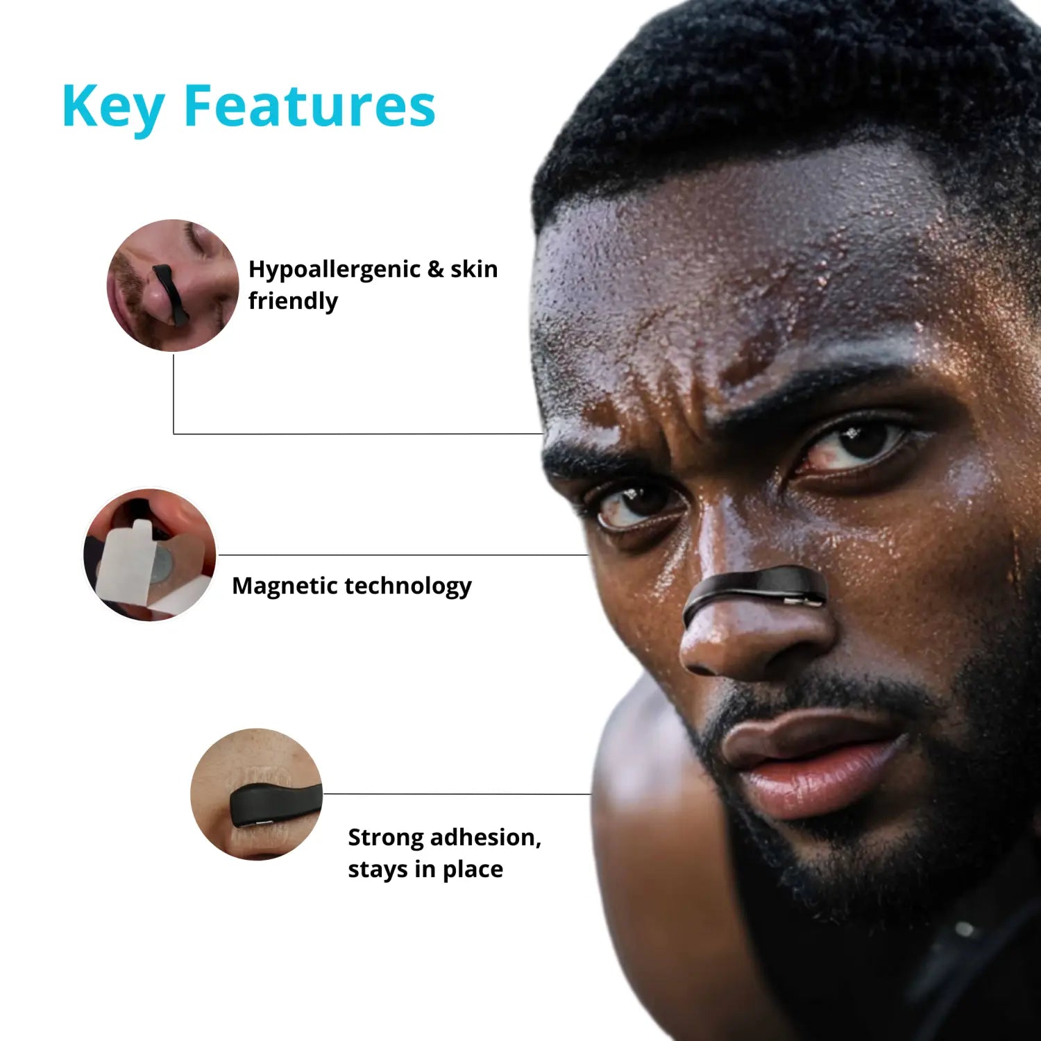 Magnetic nasal breathing strips