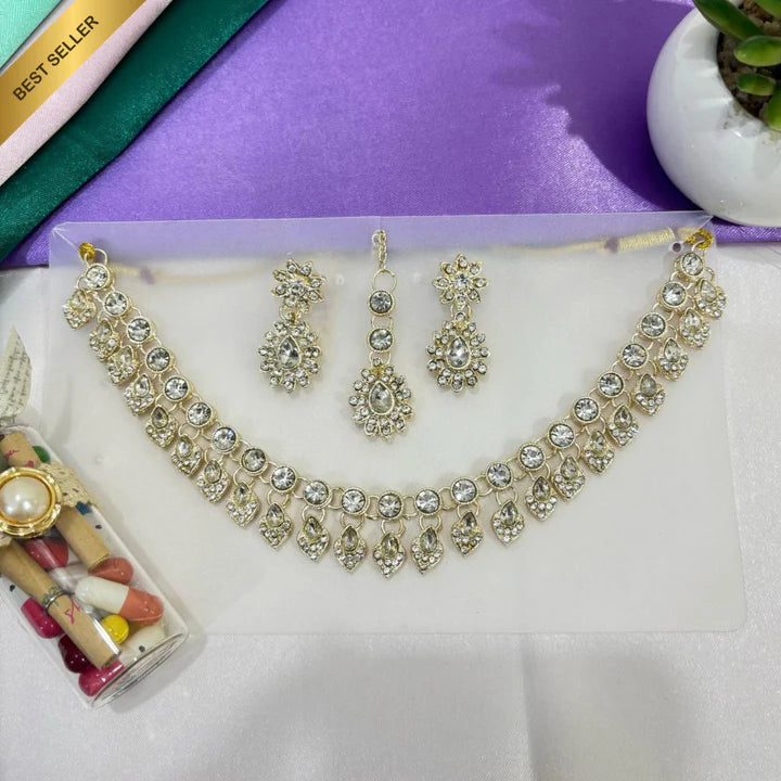 Floral kundan jewelry set – 3 pcs