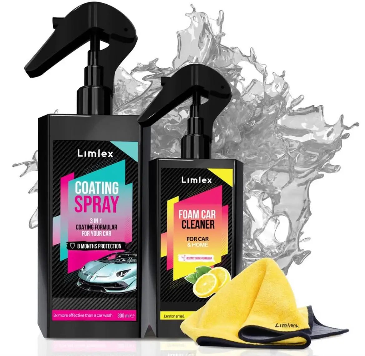 Car coating spray & foam cleaner combo