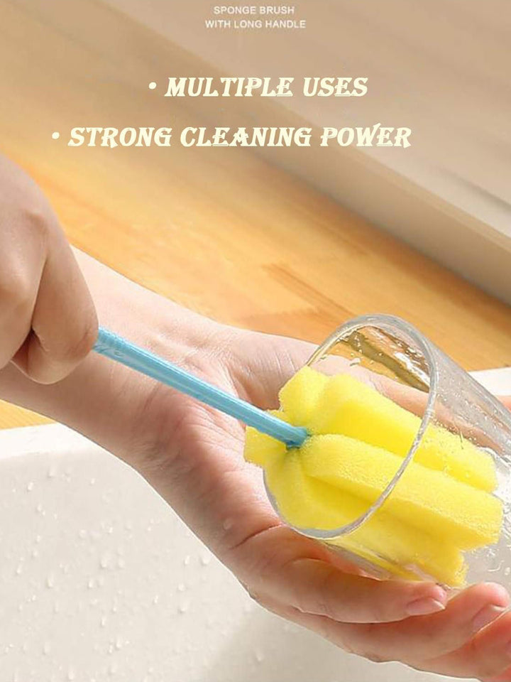 7443 Sponge Cup Washing Brush Washing Cup Milk Bottle Cleaning Brush Kitchen Brush Water Cup Tea Cup Brush Sponge Head Household Kitchen Cleaning Tool (20cm)