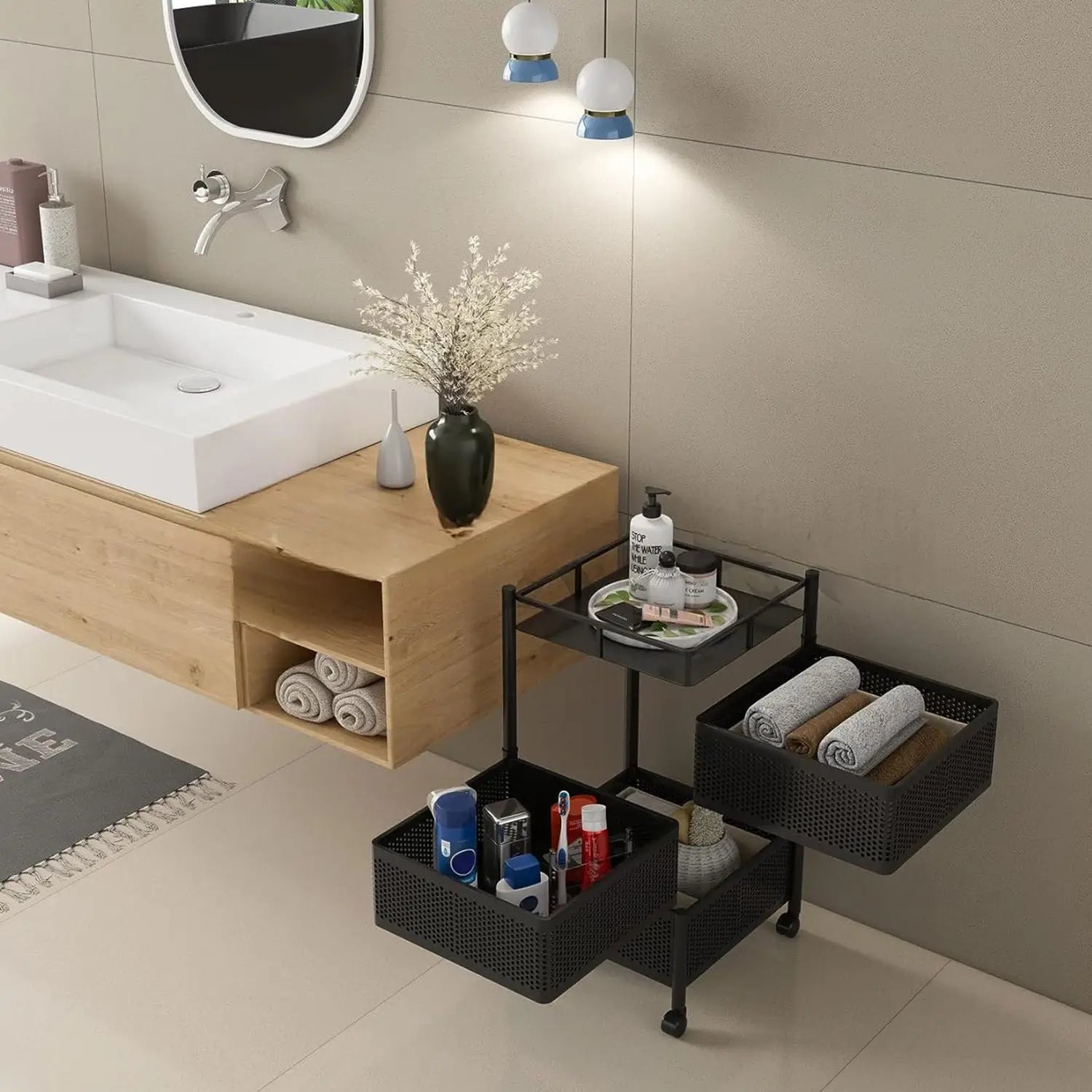 Metal kitchen storage trolley