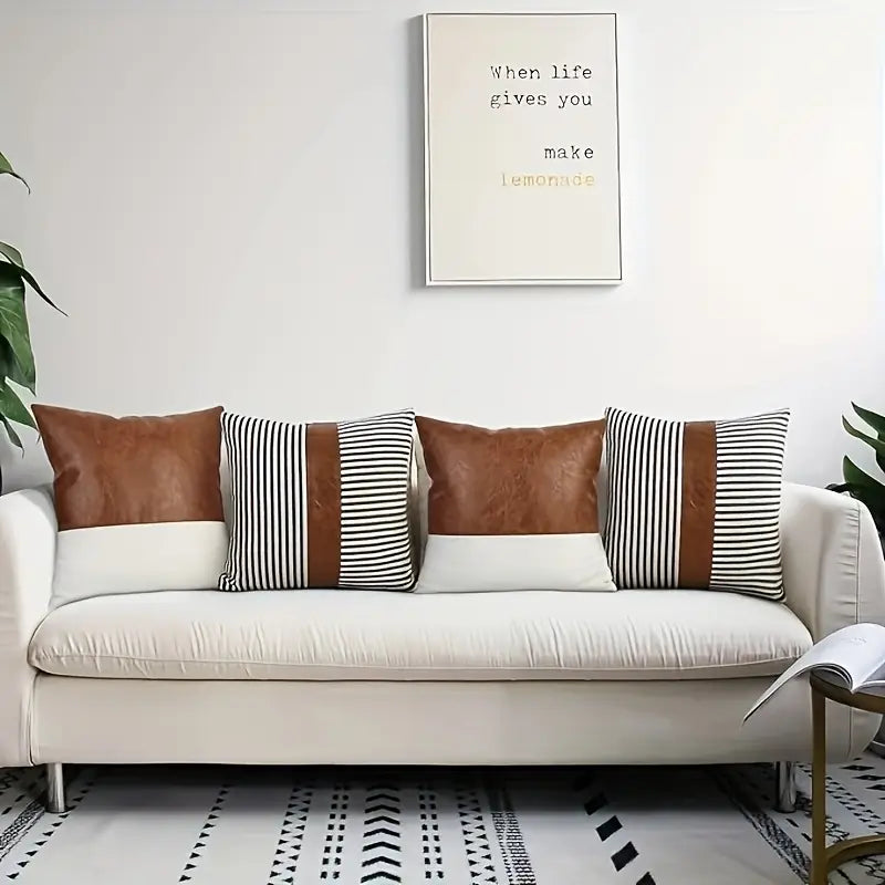 Luxury leather & cotton pillow covers