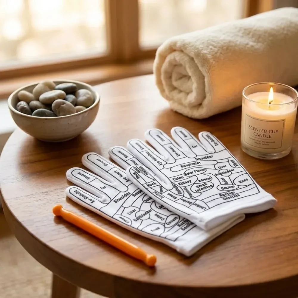 Acupressure reflexology gloves