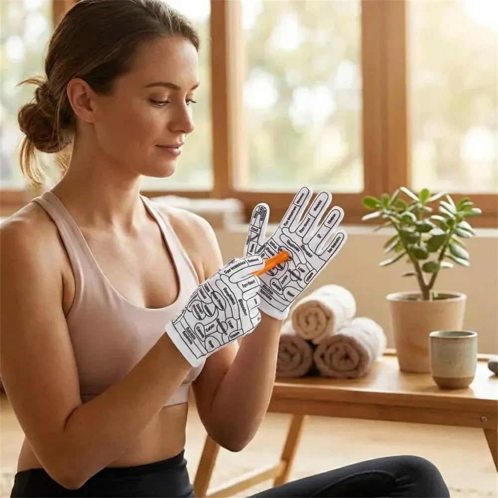 Acupressure reflexology gloves