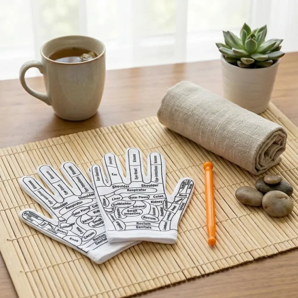 Acupressure reflexology gloves