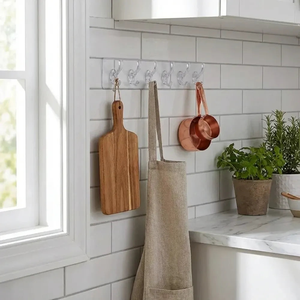 Adhesive wall hook rack – 6 hooks