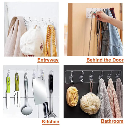 Adhesive wall hook rack – 6 hooks