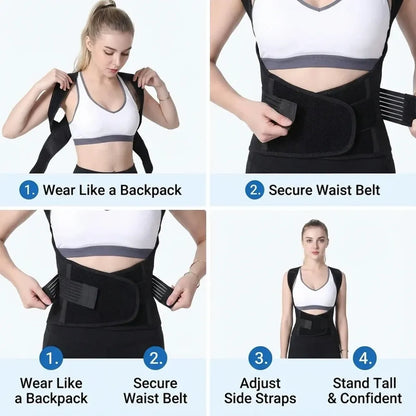 Adjustable back posture corrector/ slouching relieve pain belt women men
