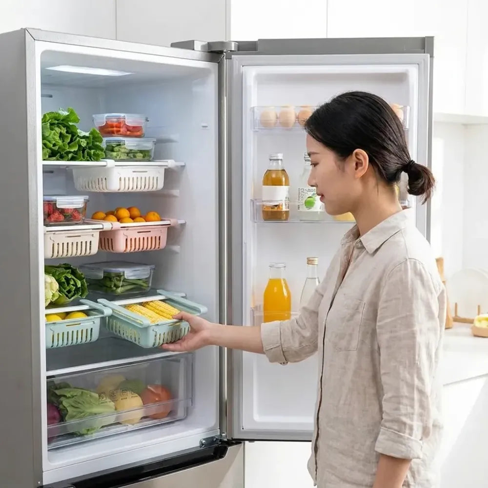 Adjustable fridge storage baskets - home & kitchen