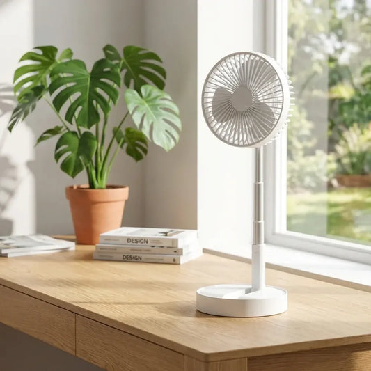 Adjustable height telescopic rechargeable standing fan pedestal