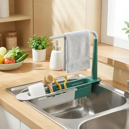 Adjustable sink storage rack