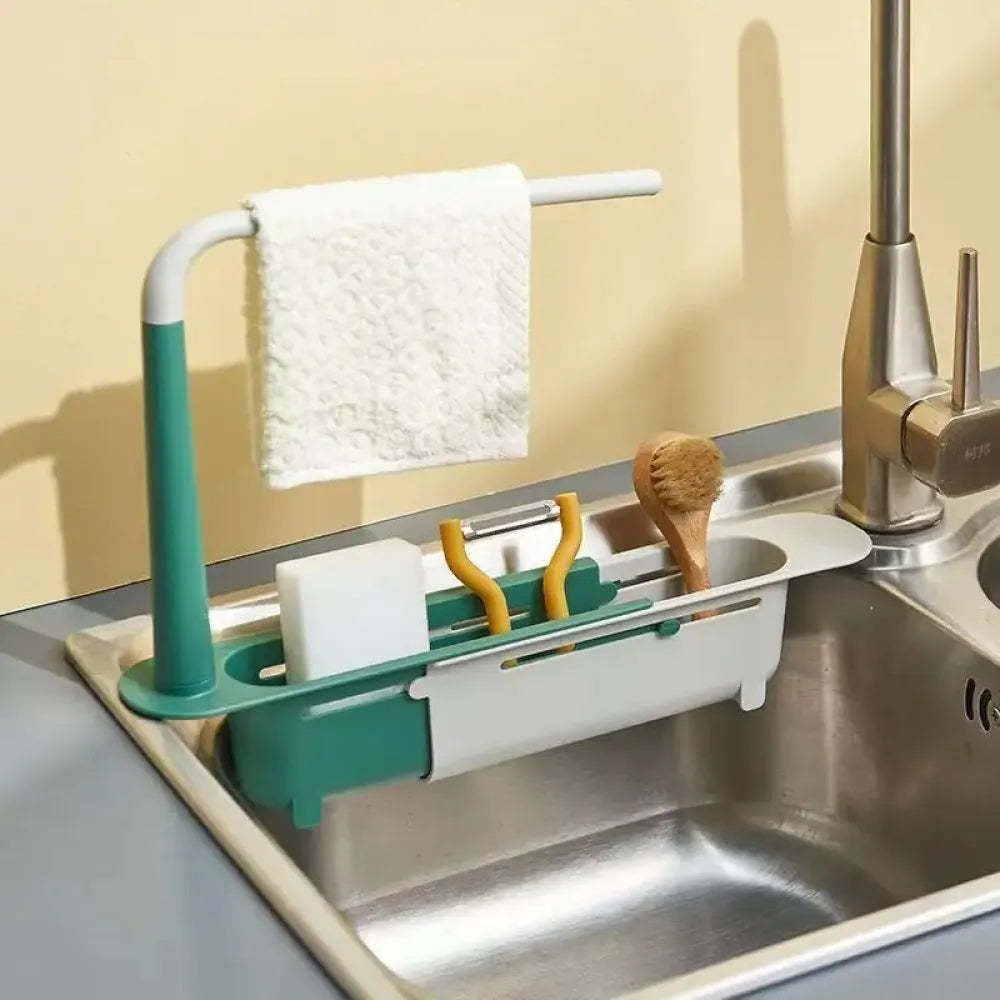 Adjustable sink storage rack