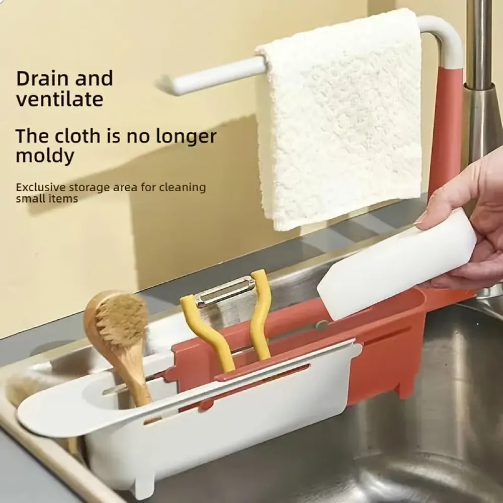 Adjustable sink storage rack