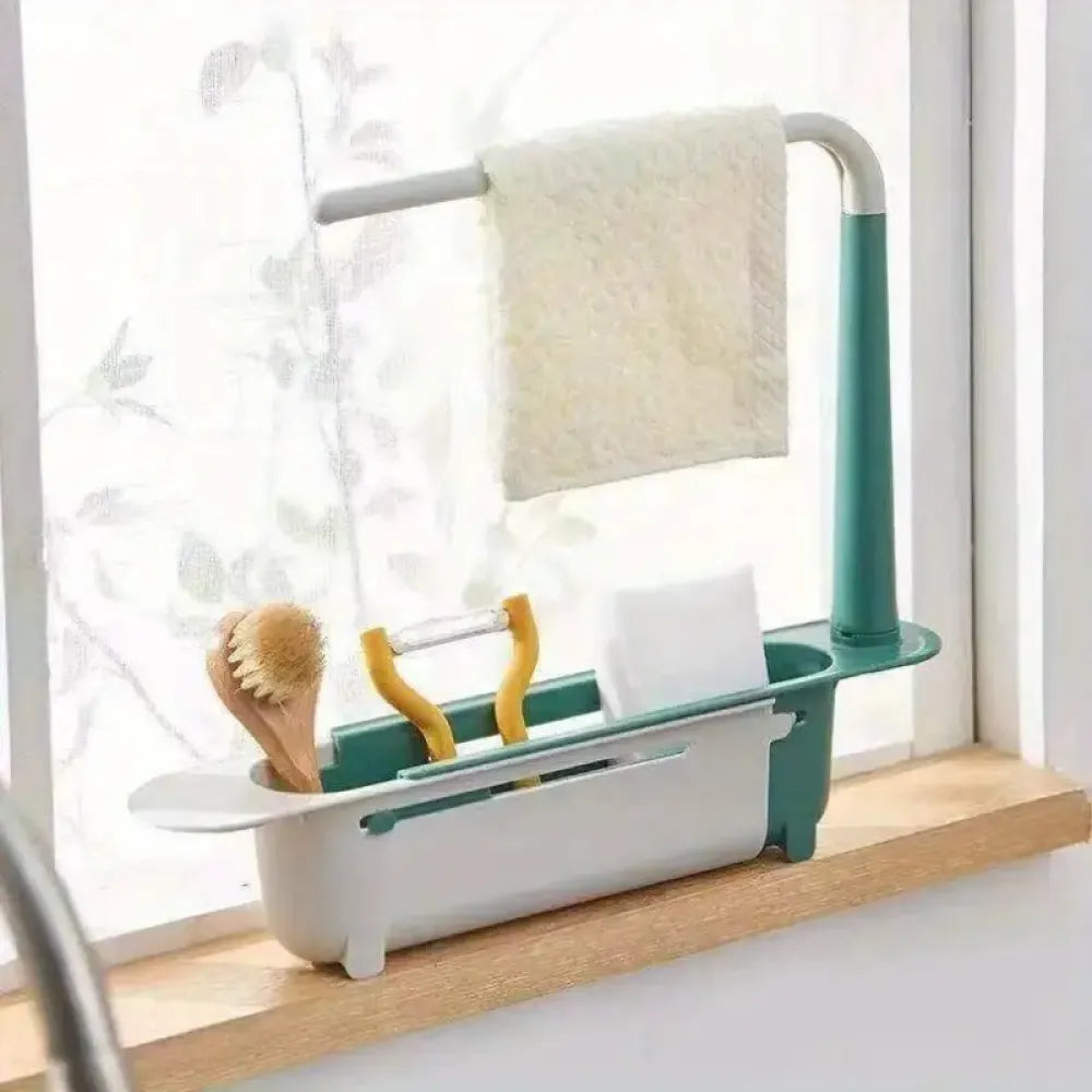 Adjustable sink storage rack