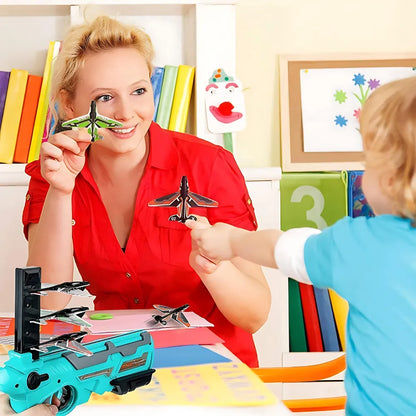 Airplane launcher toy with 4 foam planes