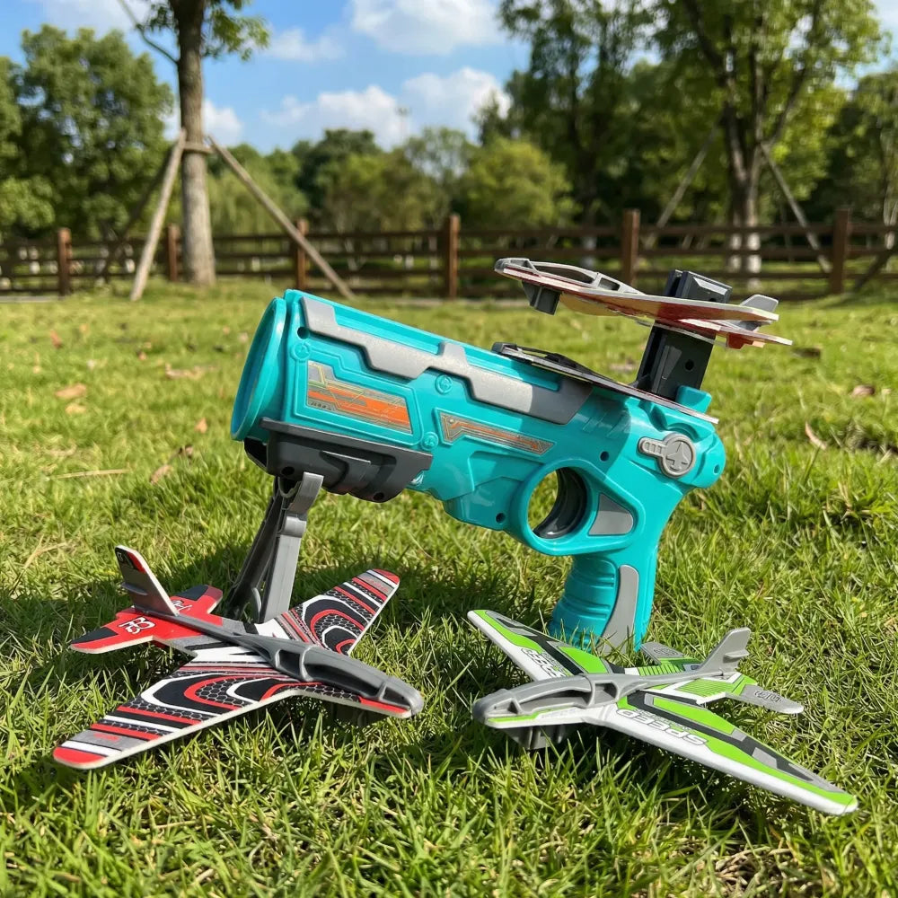 Airplane launcher toy with 4 foam planes