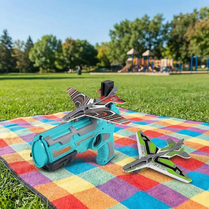 Airplane launcher toy with 4 foam planes