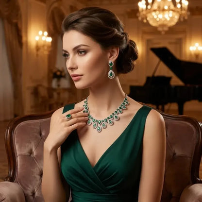 American diamond green necklace set - jeweller set