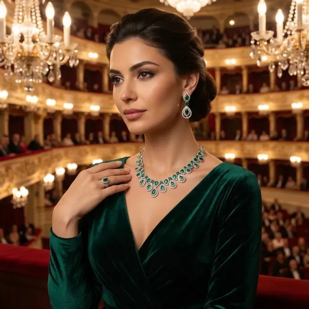 American diamond green necklace set - jeweller set